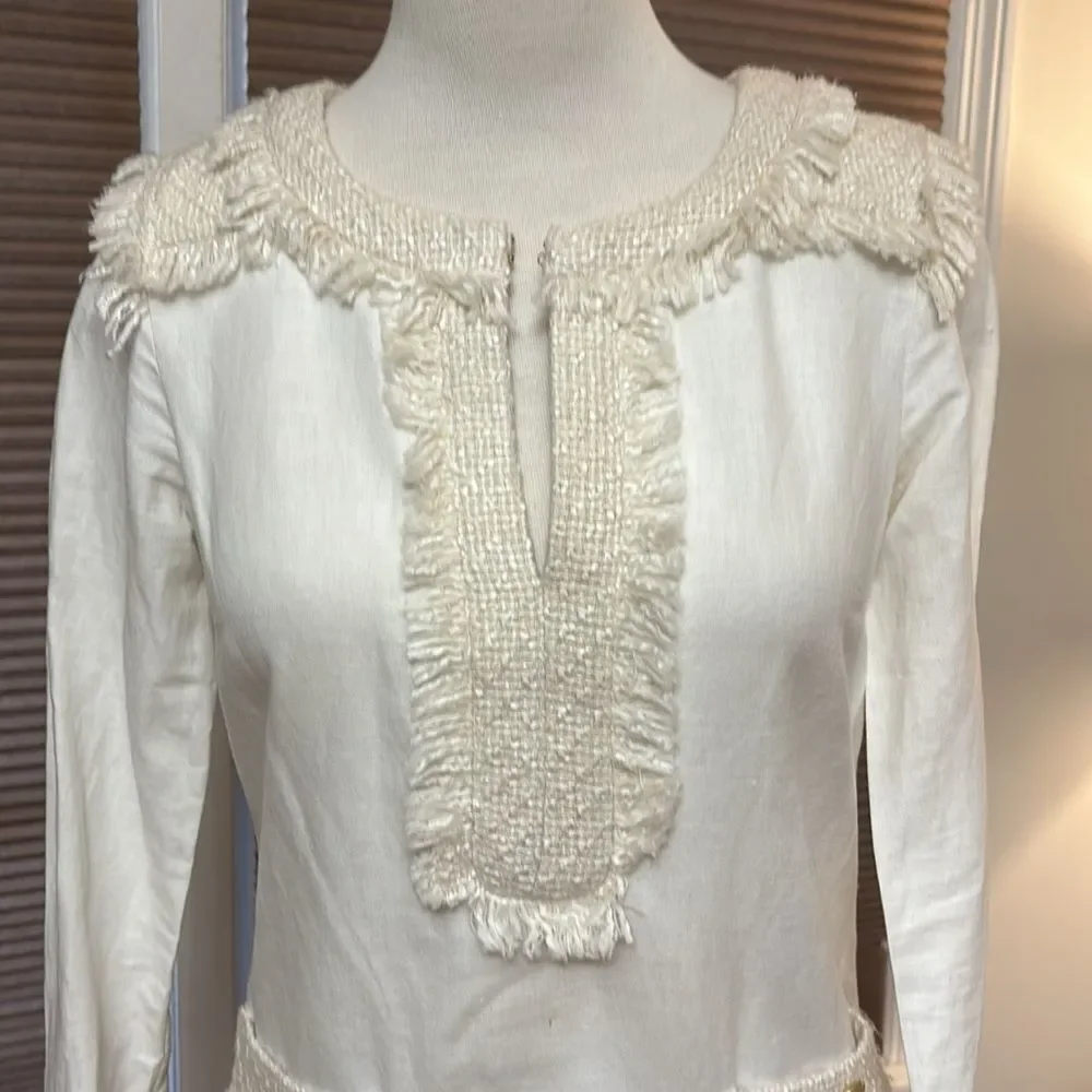 TORY BURCH Boho Cream Linen Blend
Dress Button Pockets Women's Size 2 - Picture 2 of 10